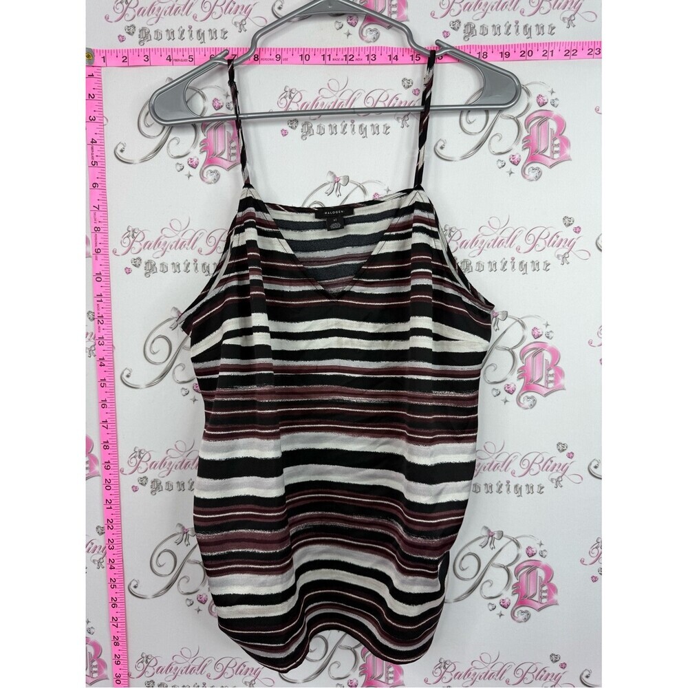 Halogen tank top Striped Satin Cami in Black, White & Burgundy